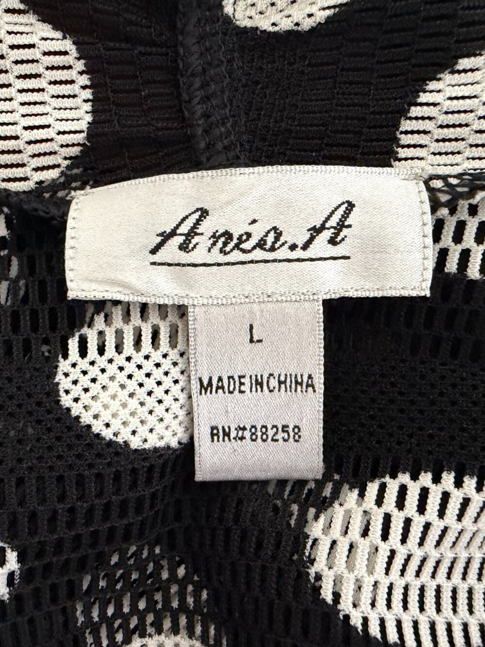 Anis A Women's Size L Black & White Sheer Textured Boho Chic - Picture 8 of 9